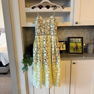 Self-Portrait Yellow Lace Midi Dress